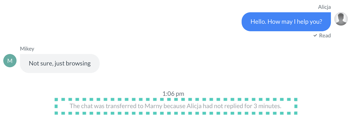 LiveChat's tweet photo. #LiveChatTip Use inactivity timeouts to automatically transfer a visitor to another available agent if the first agent has not replied for some time: https://t.co/WegduoTjJ6 https://t.co/3qtXJDRK05