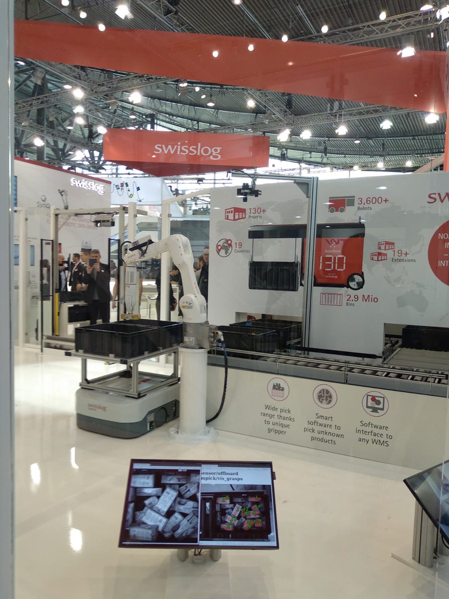 Pickplace_PRJ's tweet photo. 3β£ And last but not least, a #binpicking demonstrator from @SwisslogInspire's @LogiMAT_Messe stand, which includes a #multifunctional #gripper and integrates #conveyors and a #mobileplatform:
#Logimat #Logimat2019 #logistics #automation #picking #pickandplace #pickandpackage https://t.co/ekzzo7fKcl