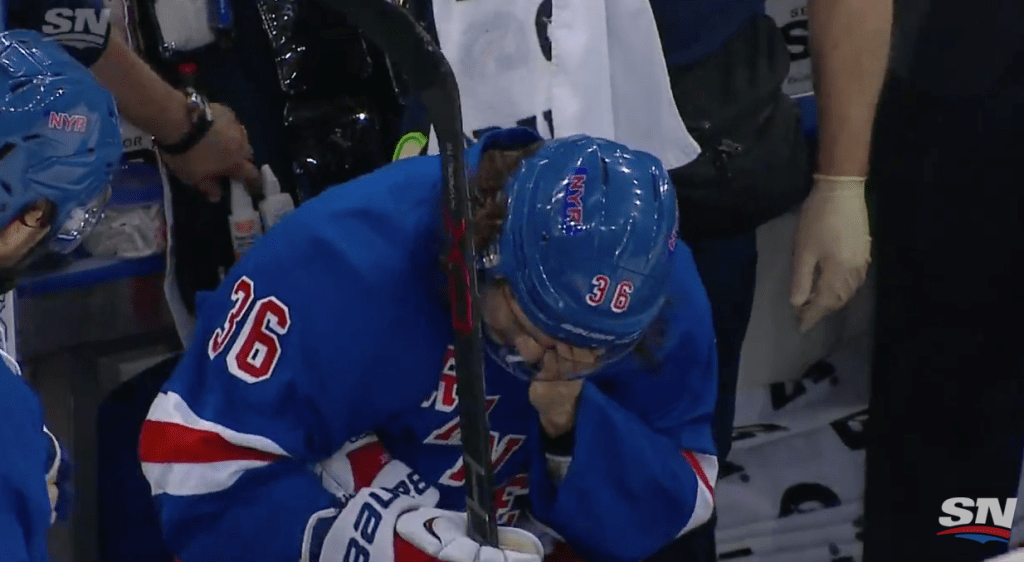 4EverBlueshirts's tweet photo. Mats Zuccarello is the heart of the #NYR. While so many can't wait to trade him I wanted to remind you about the time he almost died playing for the Blueshirts. https://t.co/fCSOSwV6gv https://t.co/LG8pZFCp75