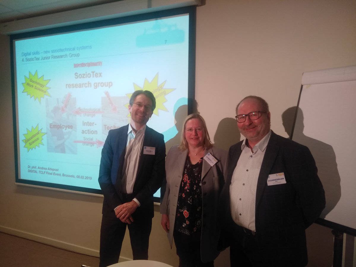 Am 8. Februar 2019 fand in #Brüssel die Abschlusskonferenz des Projekts "Digital Textile, Leather, Clothing, Footwear Industries" statt. #SozioTex war durch Dr. Andrea Altepost vertreten. soziotex.de/?p=927 #DigitalTCLF #Bruxelles