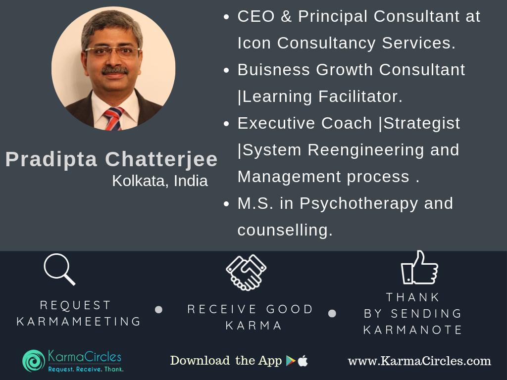 KarmaCircles's tweet photo. Meet Pradipta Chatterjee. You can schedule a one-on-one session with him via KarmaCircles App.
See more at-
https://t.co/E5yCmkH2wx
#howto #schedules #karmacircles #karmaisgood #businessgrowth #consultant #learning #facilitation https://t.co/J15SLaw7ER