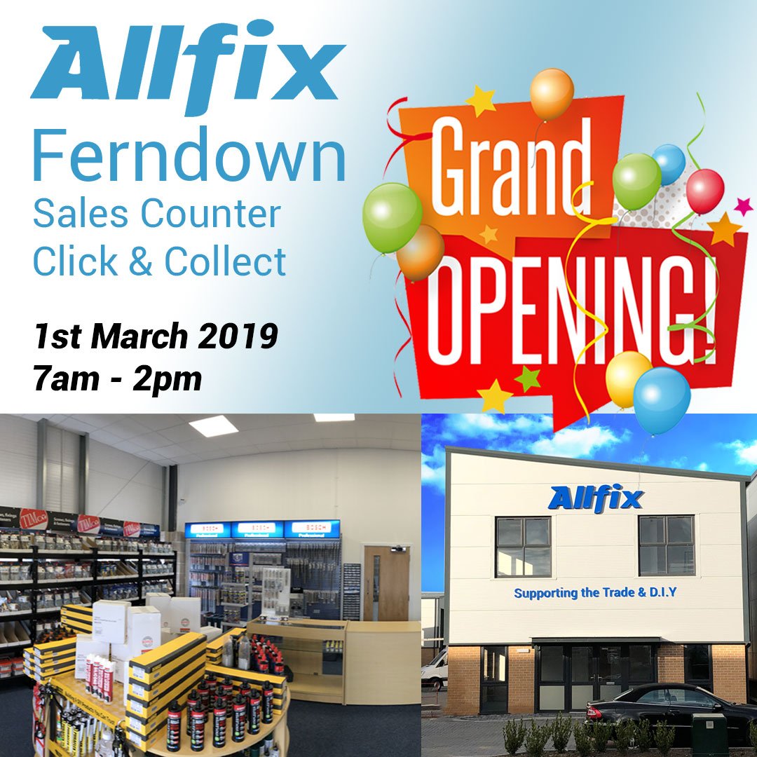 Allfix Ferndown - Grand Opening Event - Friday 1st March 2019

Join us on the day as we will be offering Promotions, Competitions, Trade Stands, Free Food and Drink to celebrate this Grand Opening Event.
Find out more details here:  goo.gl/WNsYKs

#events #hardware