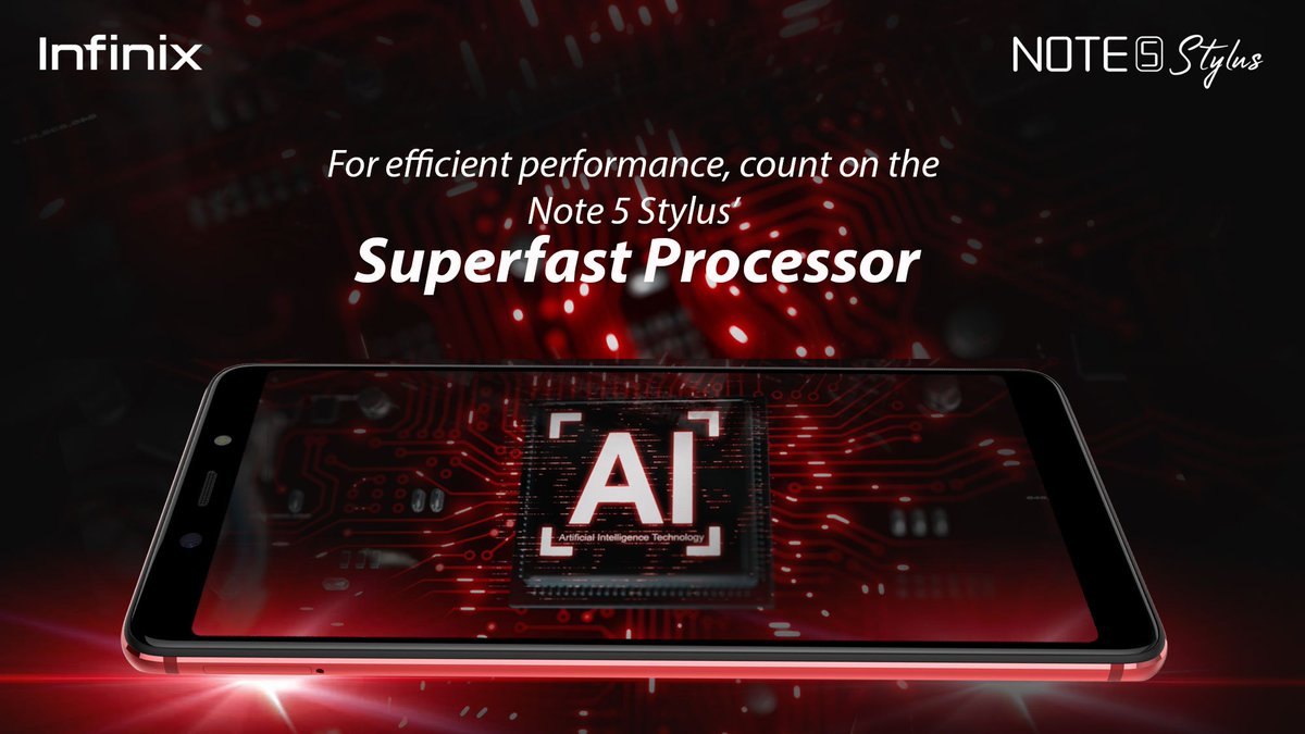 InfinixNigeria's tweet image. For efficient performance, you can count on the Superfast processor and AI technology of the Infinix Note 5 Stylus. #TheIntelligentCreator #TechTuesday