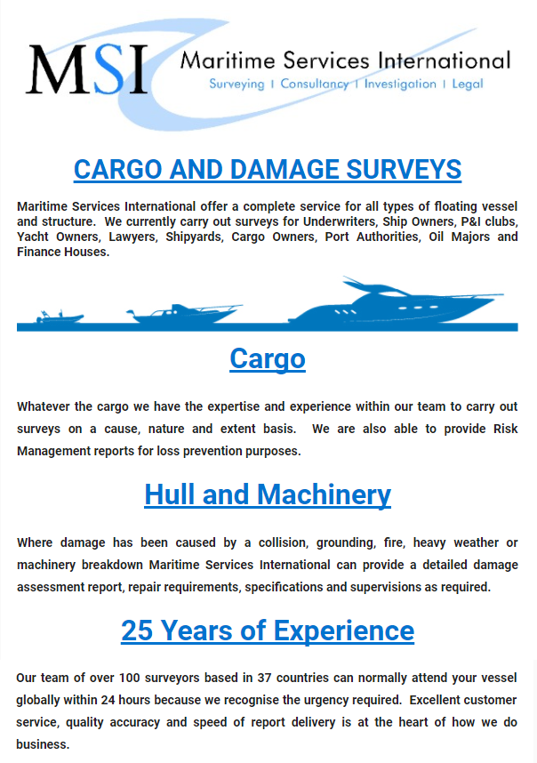 Do you need a Damage #Survey completed on your vessel? We have Marine Surveyors located in over 37 countries! 
Call us 24/7 on +44 (0)23 9252 4490