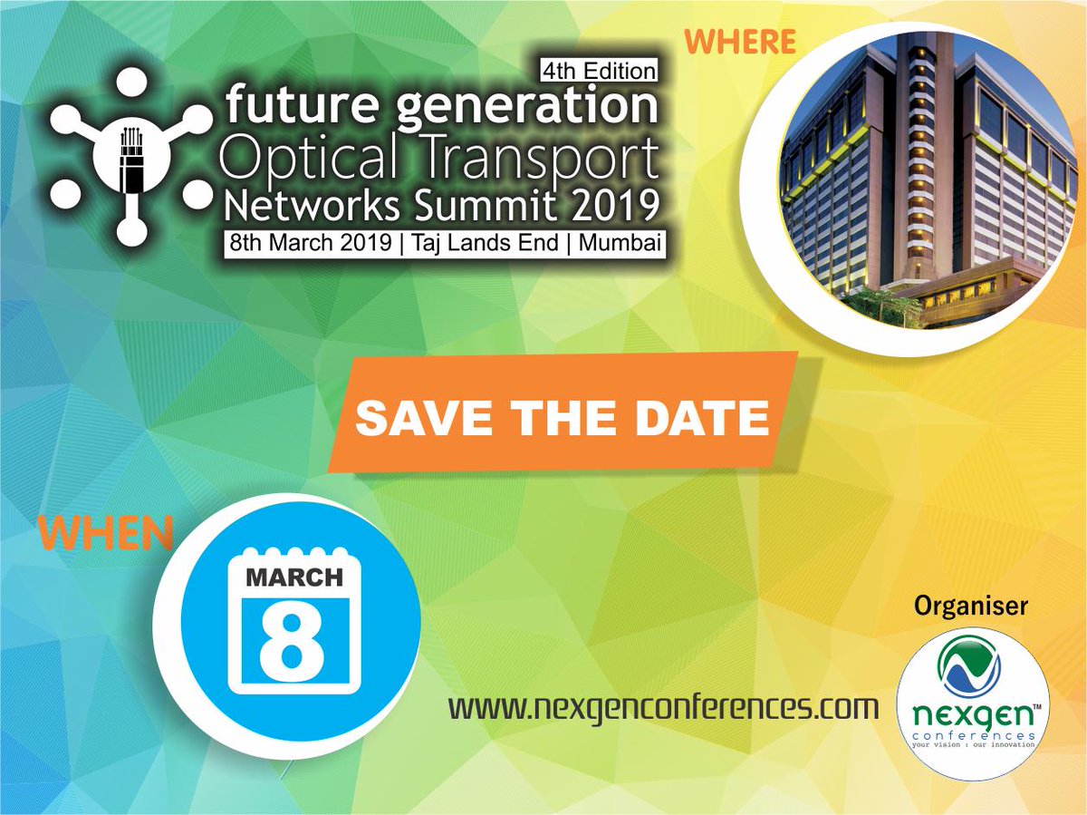 NexgenConferen1's tweet photo. #NGC_FGOTN #SaveTheDate #ToMeetOurSponsors 8thMarch #TajLandsEnd @HuaweiIndia @Huawei @Ciena @ZTEPress @ADVAOpticalNews #FastechTelecommunications @ConnectCOAI @ITU @EmreachGlobal Download Agenda: https://t.co/sb7XMXL0u9
To Register Please Visit: https://t.co/Swzg4iN1up https://t.co/i1JLegIiLZ