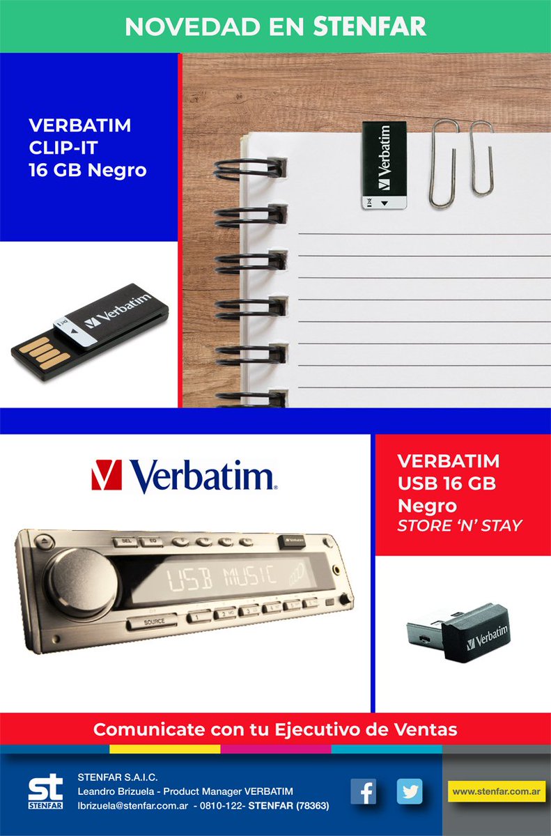 Ingresaron a stock los siguientes productos de #Verbatim ¡No te pueden faltar para este BACK TO SCHOOL!✍️👩‍🏫🎒 Visitá nuestra web: stenfar.com.ar 🛒#buenmartes #felizmartes #novedades #ingresostock #stock #ingresos #nuevosingresos #backtoschool #bts #stenfar #pendrives