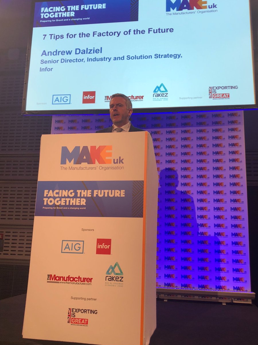 Gain valuable insight during the lunch break with <a href="/Infor/">Infor</a> 7 Tips for the Factory of the Future. Top tip: Build a cloud platform. #mfg2019