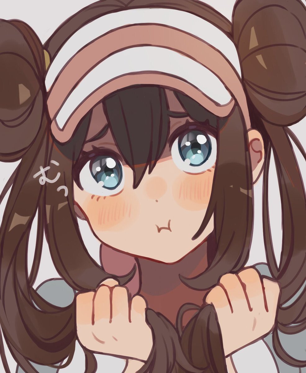rosa (pokemon) 1girl brown hair solo double bun twintails hair bun blush  illustration images