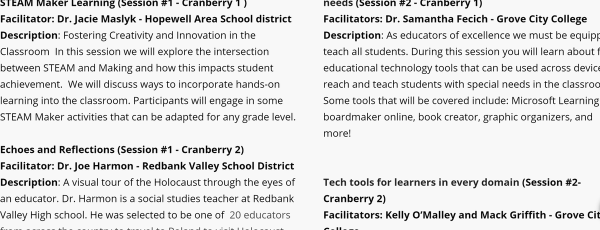 ECET2NextGen's tweet photo. Just a quick sneak peek of the sessions being offered at #ecet2nextgen . All 12 sessions are designed with #preserviceteacehers in mind! #gccedu #edumagic https://t.co/zs3Z6wrMWS