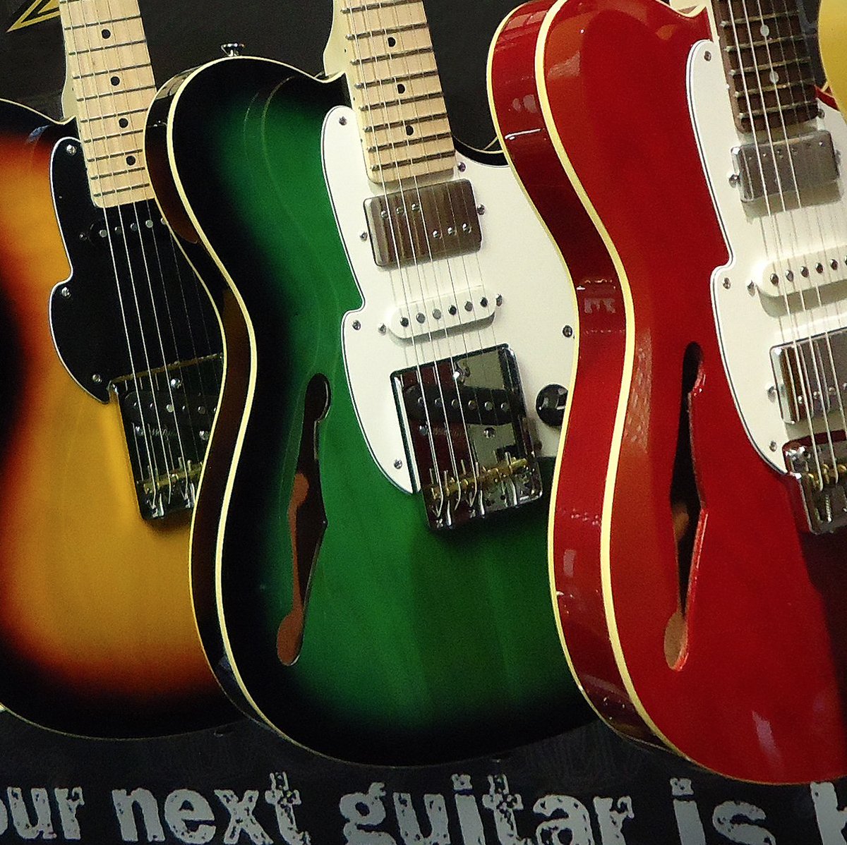 Tobacco Sunburst, Green Burst or Red… which is your favourite finish to a Fret-King..? #FretKingAwesome #fretking #guitars #colours