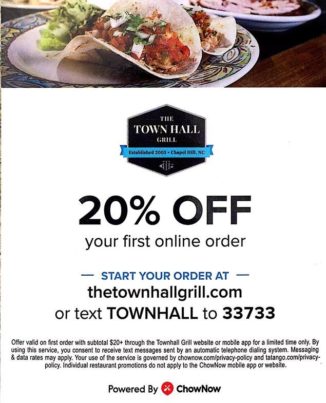 SouthernVillage's tweet photo. Super exciting news! You can now order @The_THG online! Perfect for game night with family and friends! 

.
.
.
.
#southernvillage #chapelhill #townhallgrill #THG #onlineorder #takeout #burgers #family #gamenight #basketall #ACC #cheers https://t.co/TBhWUp5xss
