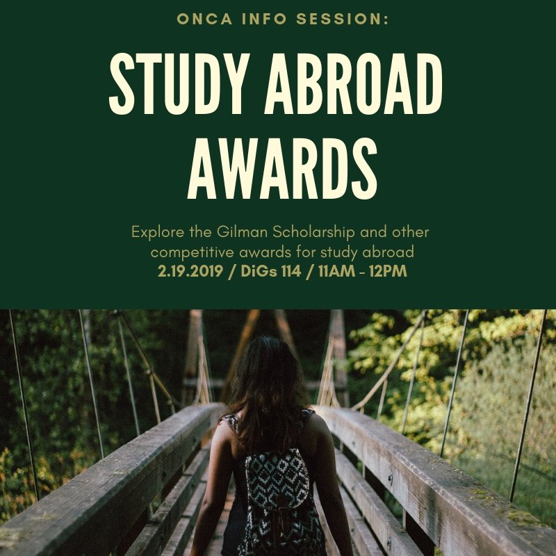 WinthropONCA's tweet photo. Need help funding your study abroad experience? Find out how ONCA can help you find and apply for competitive study abroad awards today in @WU_DIGS 114 from 11AM-12PM. https://t.co/HCNKjet5Z8