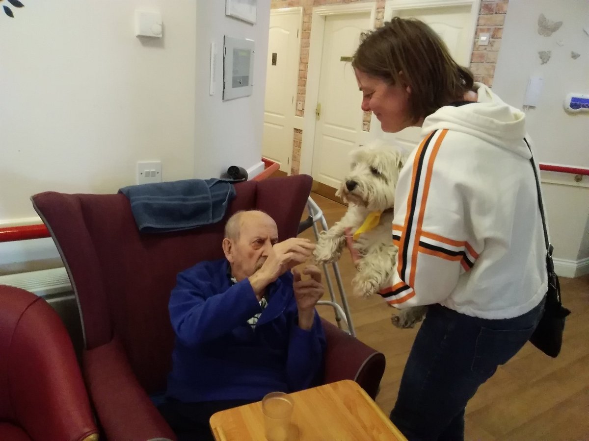 SMC_ForestHall's tweet photo. Pet therapy with daisy the dog enjoying being centre of attention today with the residents. @St_Martins_Care
@AlzInspiration @ageUKNT @alzheimerssoc #pettherapy #Dog https://t.co/s5EYWLF2AR