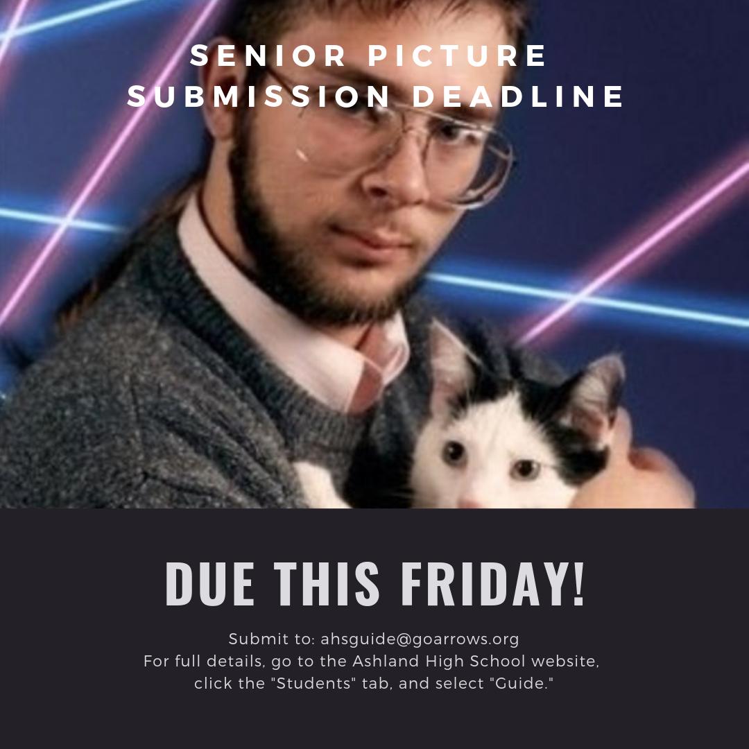 Ashland_Arrows's tweet image. Senior Picture Submission Deadline-due this Friday to ahsguide@goarrows.org. For full details, go to the Ashland High School website, click the "Students" tab, and select "Guide."