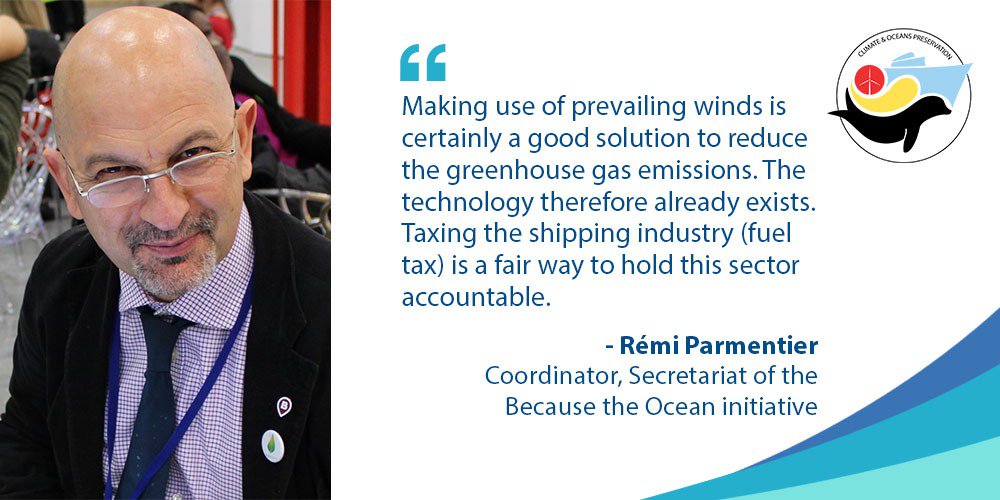 Using prevailing winds is the best solution to reduce greenhouse gas emissions says <a href="/RemiParmentier/">Remi Parmentier</a> at #BEclimateoceans
