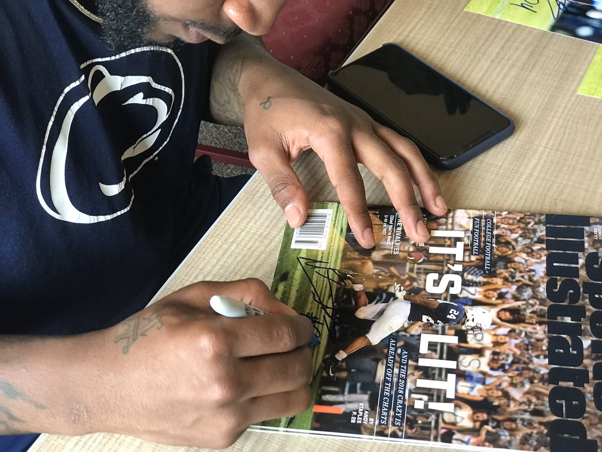 rackrs's tweet photo. Thank you to Miles Sanders for signing for us today. It was his first private signing and our first of 2019. Watch out for him at the upcoming combine. He’s going to be special! #milessanders #pennstate #pennstatefootball #autographs #autographsigning #football #nfl #combine https://t.co/dwKMv0v6SA