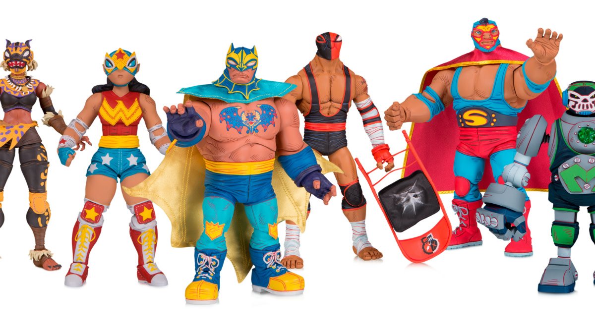nerdist's tweet image. #DCComics heroes and villains meet lucha libre in a new @BillyFowler-designed action figure line: bit.ly/2NfvlNr