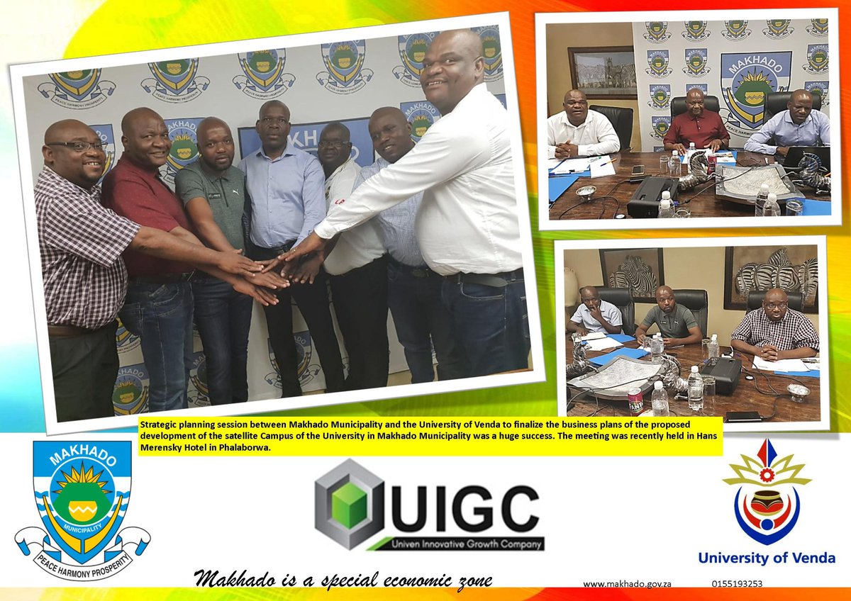 MakhadoMunicip1's tweet photo. Univen to establish a satellite campus in Makhado.
#Education #Univen.#MakhadoMunicipality.
#UIGC
#ServicedeliverytothepeopleofMakhado. https://t.co/yynELkGGQN