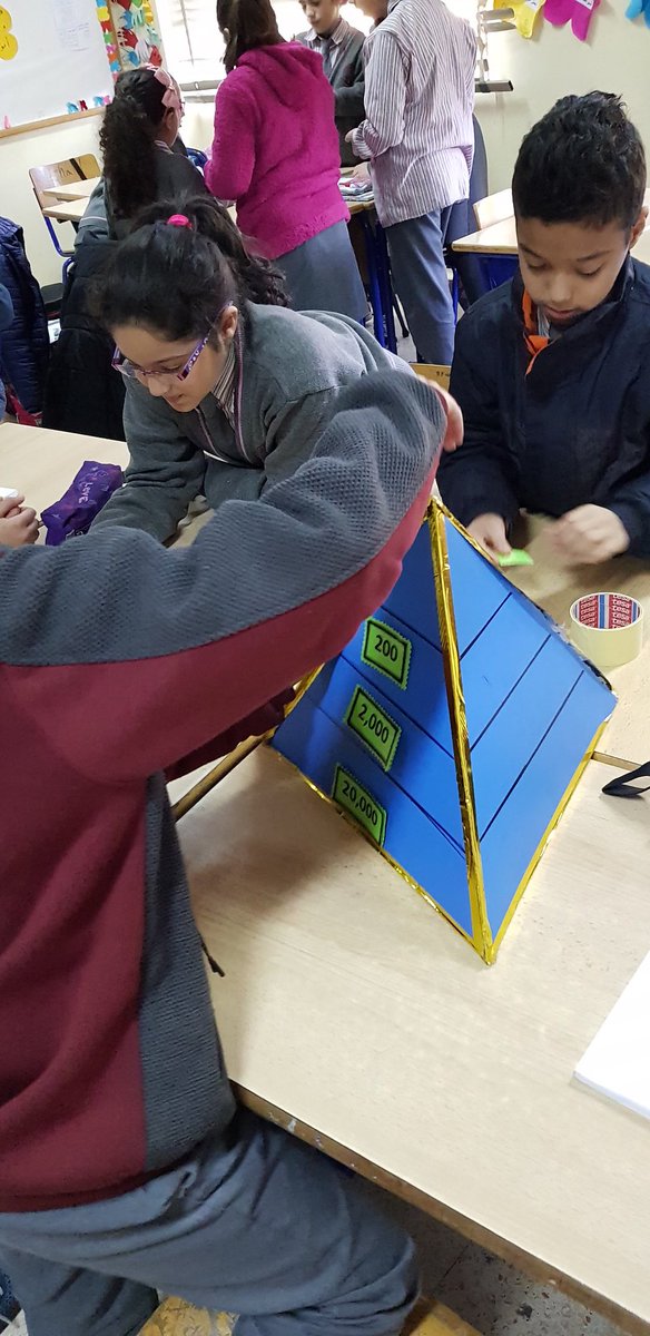 FatimaBasrawi's tweet photo. Grade 5 learners are building #energypyramid to show the flow of energy from one level into another #foodchain #ecosystem #scienceactivity @MakAishaSchool https://t.co/iWbjd8oMRF