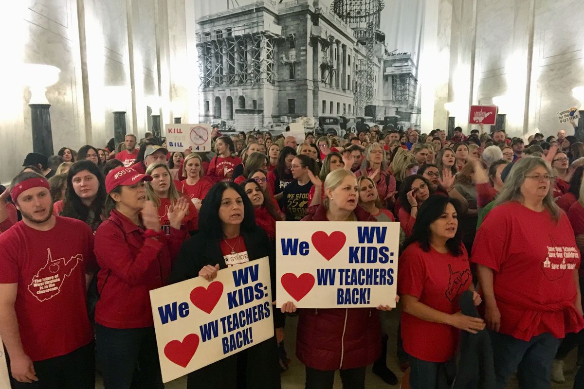 SocialWorkItOut's tweet image. "Cheers erupted from the House galleries where hundreds of #teachers were in attendance... Three unions..said they would meet with union members before deciding on further action, which could include ending the strike." #RedForEd 🍎#WVTeachersStrike #TuesdayMotivation