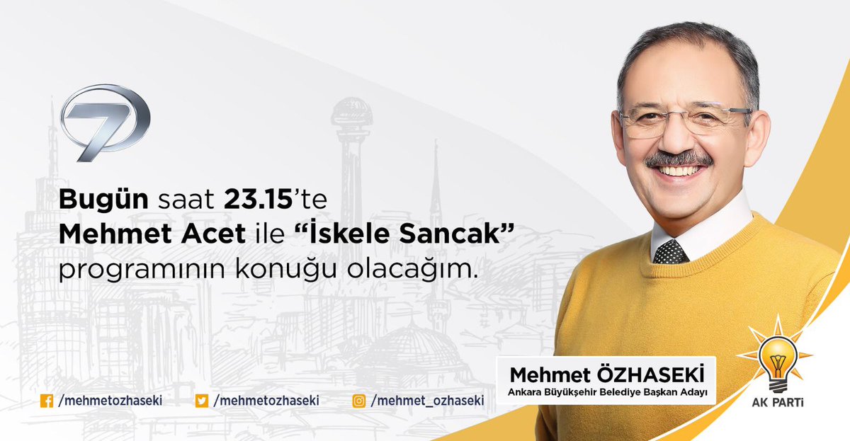 mehmetozhaseki's tweet photo. Bugün saat 23.15’te Kanal 7 ekranlarında Mehmet Acet ile “İskele Sancak” programına konuk olacağım.

#MemleketİşiGönülİşi
#İşinÖzüHasekiSözü https://t.co/AKch9Ld1lR
