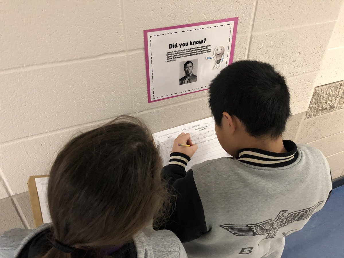 disneynut85's tweet photo. Learning about Black History through a scavenger hunt. Thanks to @mchoate1392 for putting this together. #ALLMeansALLMCSS #LESleadstheway @LegacyElement @MadCoSchools https://t.co/E2bCnjAluV