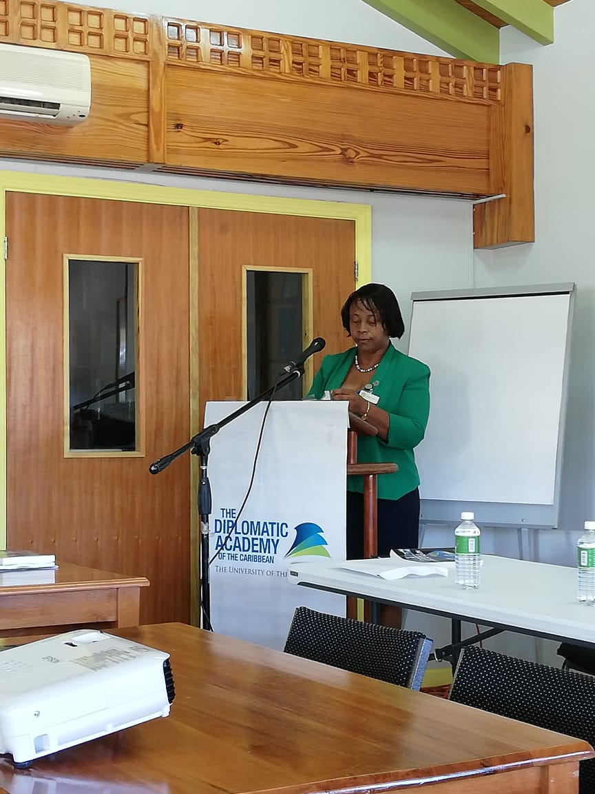 UWI_DAOC's tweet photo. Mrs. Daphne Cassell, Permanent Secretary to the Office of the Premier in Monsterrat welcomes participants to our training on Protocol and #Diplomacy https://t.co/m3wijDRak4