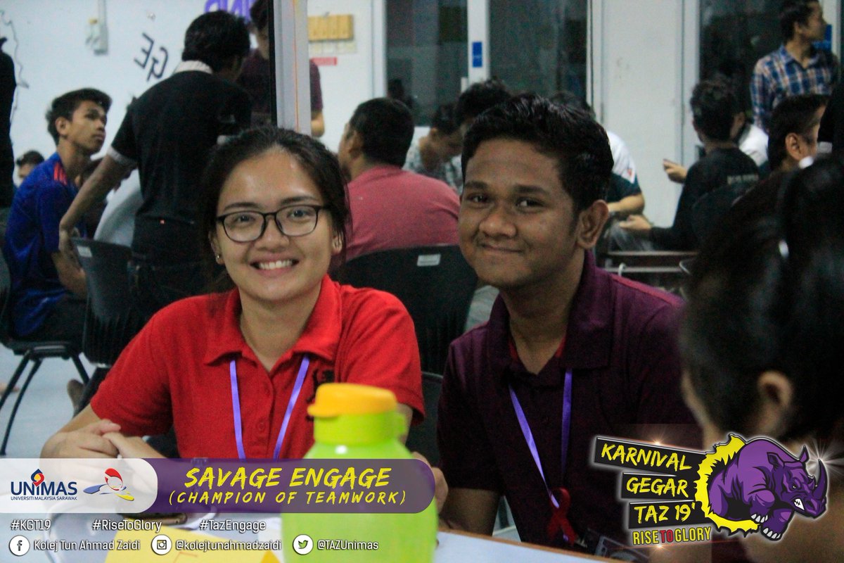 TAZUnimas's tweet photo. [LIVE UPDATE]

SAVAGE ENGAGE : CHAMPION OF TEAMWORK
19 FEBRUARI 2019 (SELASA)
KOLEJ TUN AHMAD ZAIDI

#KGT19
#RiseToGlory
#TazEngage
#EvolusiMahasiswaMenerajuiRevolusi https://t.co/gkXCZYJB80