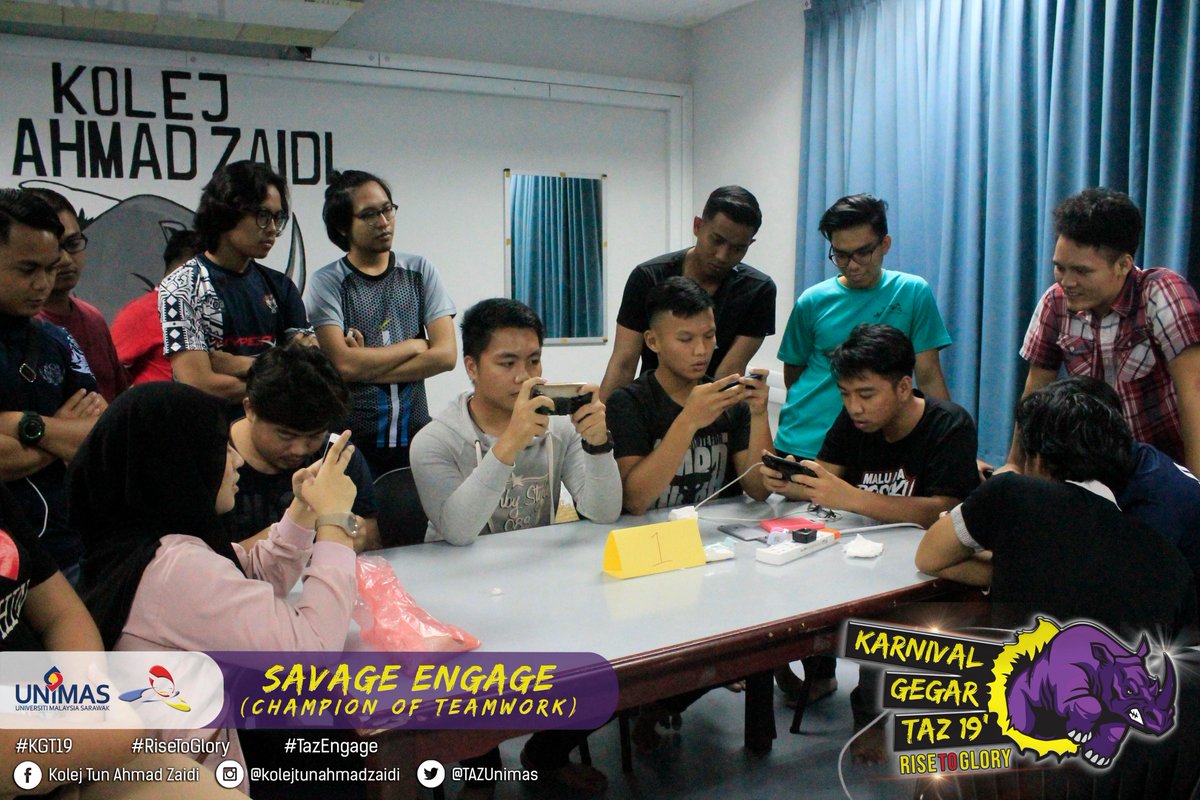TAZUnimas's tweet photo. [LIVE UPDATE]

SAVAGE ENGAGE : CHAMPION OF TEAMWORK
19 FEBRUARI 2019 (SELASA)
KOLEJ TUN AHMAD ZAIDI

#KGT19
#RiseToGlory
#TazEngage
#EvolusiMahasiswaMenerajuiRevolusi https://t.co/gkXCZYJB80