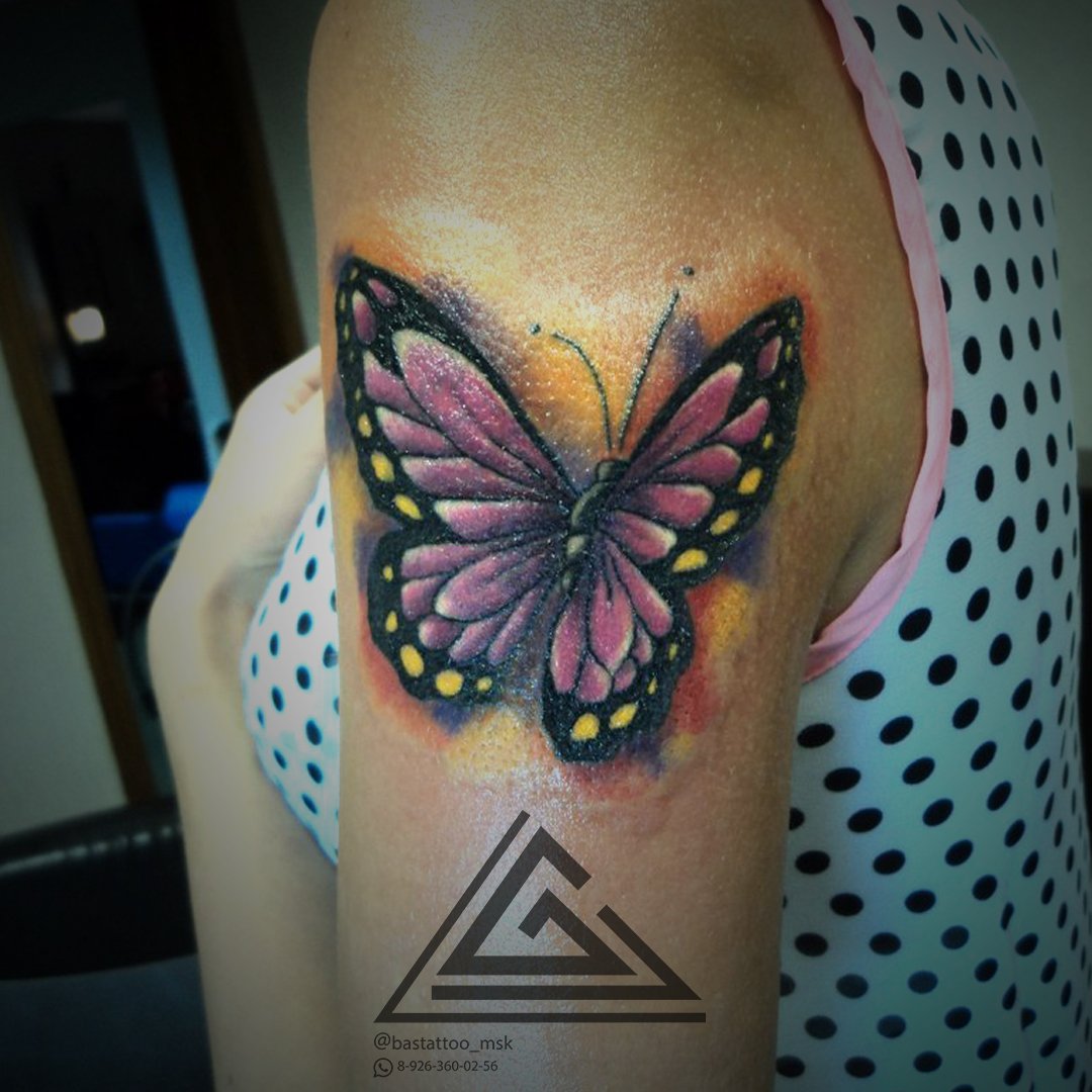 Guy Aitchison  Tattoos  Color  Stained Glass Butterfly