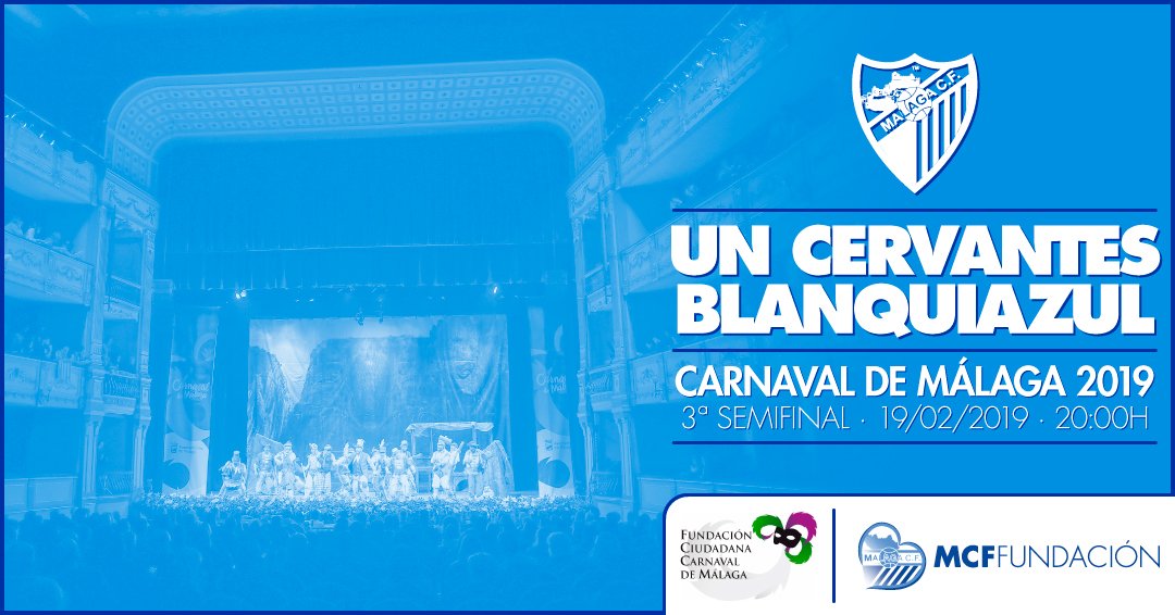 AFICIÓN| ¡RECUERDA! Si vas al Cervantes para disfrutar del @CarnavalMLG:
1. Ve con una prenda del #MálagaCF
2. Sube una 📸 a Twitter o Instagram (no stories) con el #CervantesBlanquiazul
3. Entra en el sorteo de una 👕 del @MalagaCF, del @MalagaCFemenino o del #MálagaGenuine!
