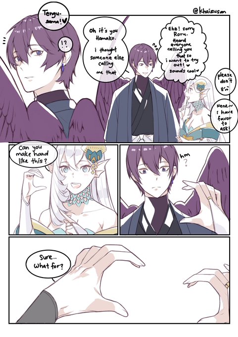 Better late than nothing~?
I drew them more before I start busy again~
Wanna thanks to @Michiroon   for letting my character pairing with her character Tengu..I was really happy see them relationship haha so thank you Michiroon~ ☺️ hope u like it~ 