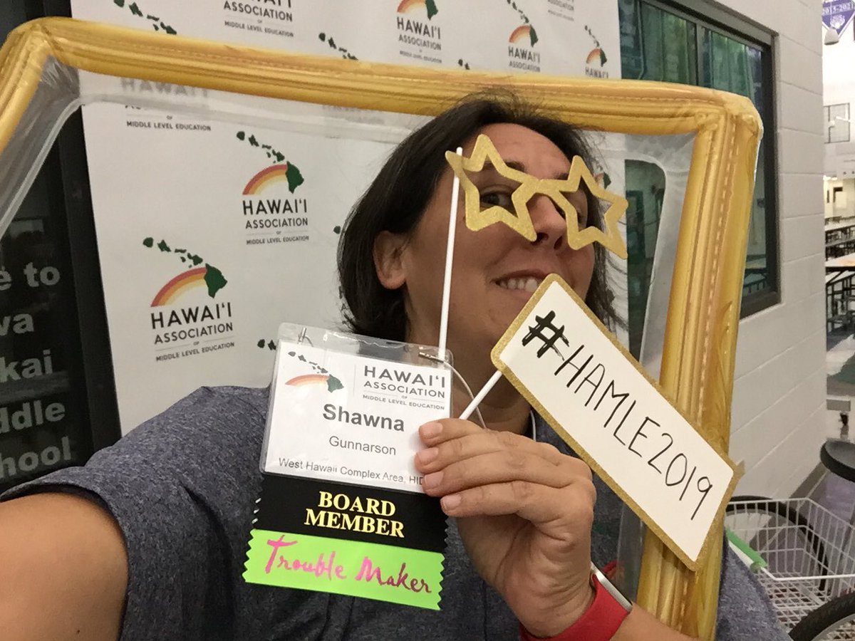 MsGunnarson's tweet image. See me for your “unofficial” conference tag and selfie fun. I have tricycles...  no srsly!  #hamle2019 @HAMLE808 @mathieu_w @DrCameli @k_m_sanders @dpriester need selfies from all of you!  Let’s celebrate the middle today!