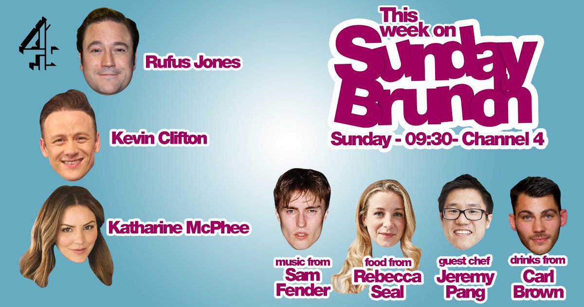 SundayBrunchC4's tweet image. THIS WEEK ON SUNDAY BRUNCH!! We have @rufusjones1, @keviclifton and @katharinemcphee joining us! PLUS LIVE MUSIC from the amazing @samfendermusic 🎸 AND Aracinis from @RebeccaSeal, MARGARITAS from @london_carl and GUEST CHEF @ChefJeremyPang! We can't wait!!