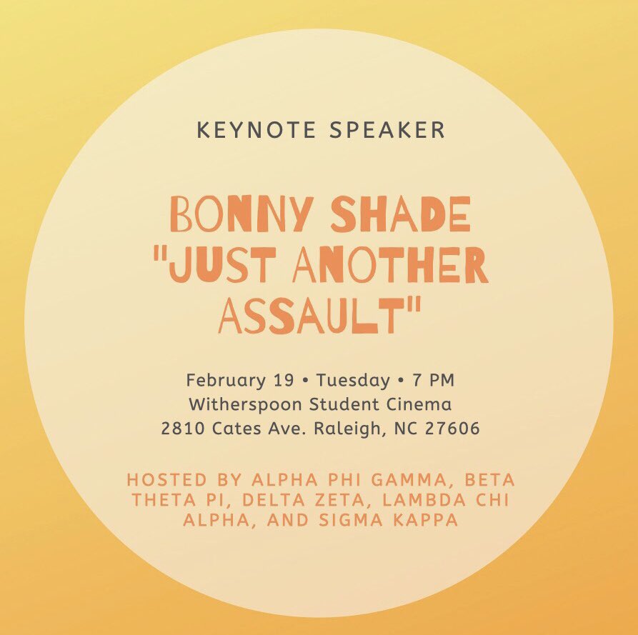 Come out tonight to listen to @BonnyShadeBB in the Witherspoon Student Cinema!!