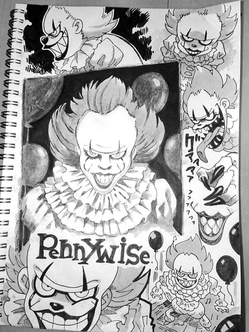 Pennywise doodle
季節外れですが久しぶりに映画を見たので殴り書き?
#FANART 
#IT
#Pennywise 