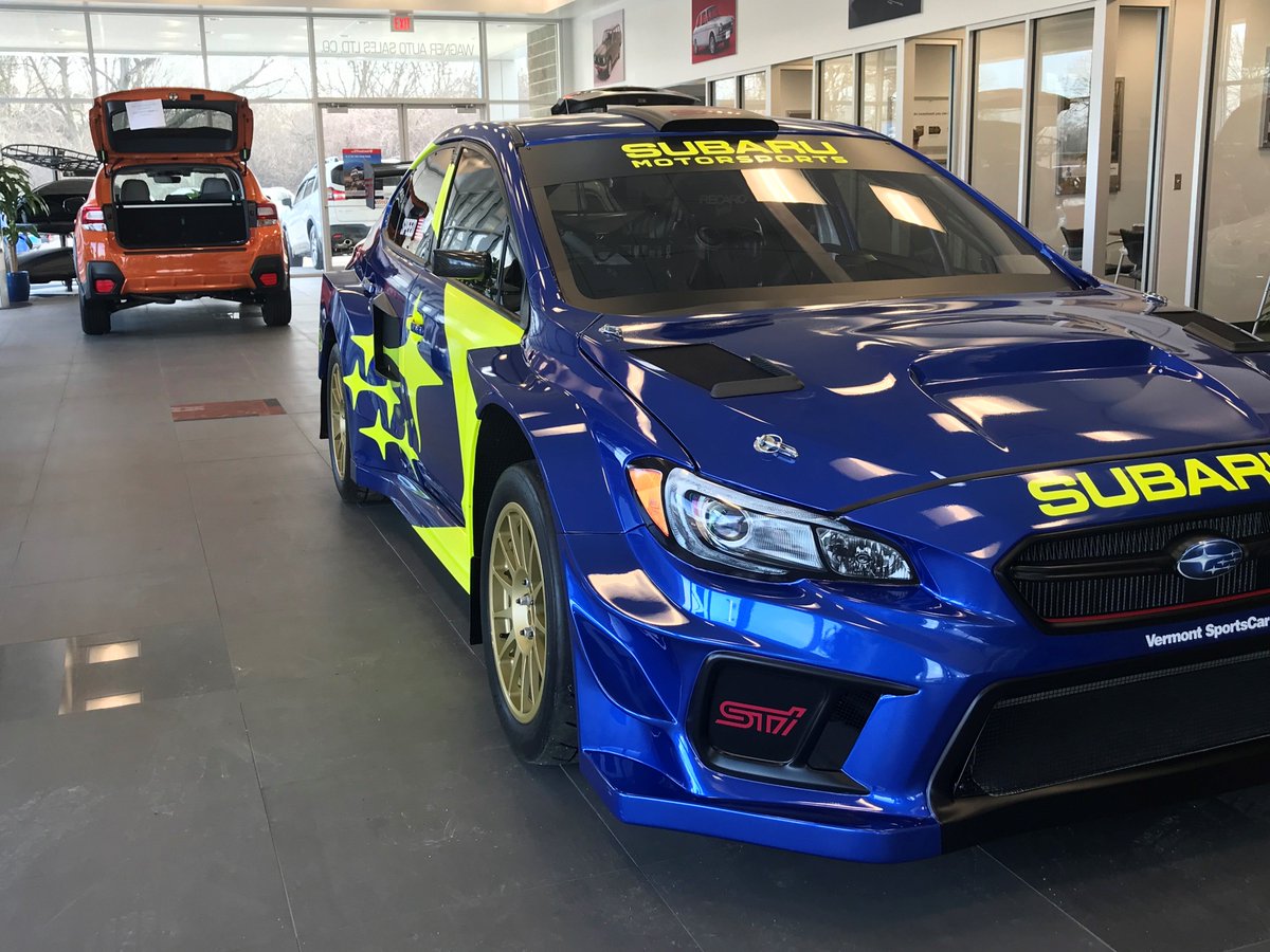 WagnerSubaru's tweet photo. It's a showroom surprise!! Today only Wagner Subaru will be home for Scott Speed's rally car! Stop in today to check it out and snap a few pics!! #SRTUSA @srtusa #SubaruRallyTeam @vtcar #ScottSpeed @scottspeed #SUBARU https://t.co/I4McqmHDCw