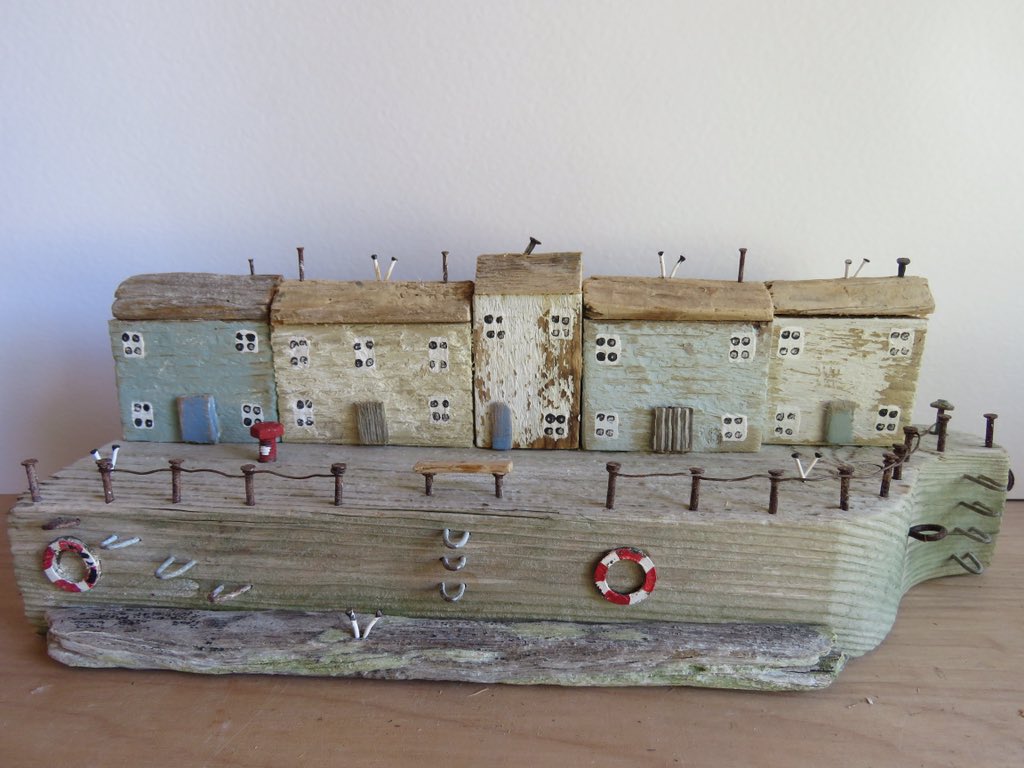 Dawn Sprake is also joining #open Studios here in South Dorset . “Dawn is an artist who through driftwood &amp; reclaimed materials gathered on Chesil Beach uses her imagination to create intricate 3D art pieces of harbour &amp; coastal village scenes.” openforart.co.uk