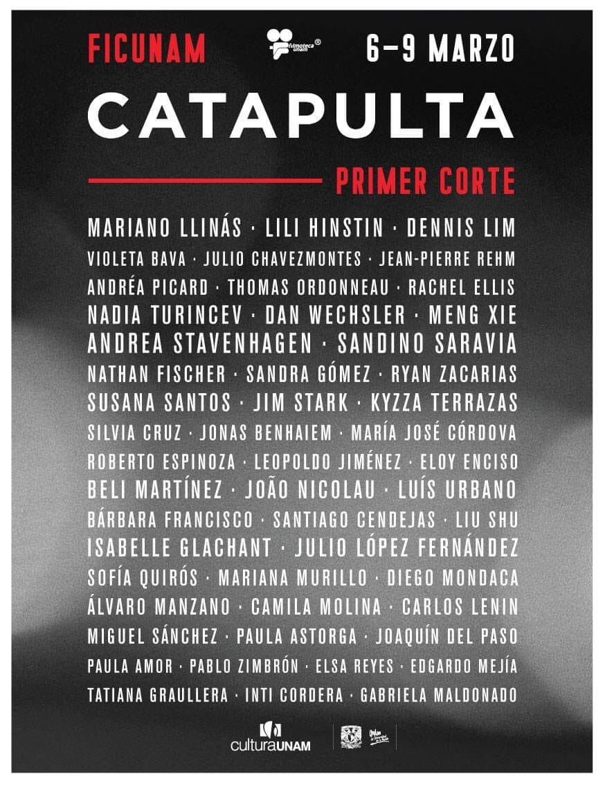 FICUNAM's tweet photo. A partir de 2019, FICUNAM presenta su nueva plataforma al fomento creativo: CATAPULTA. 🎞✨

En su 1ª edición, presenta una competencia de Primer Corte que acompañará la finalización de proyectos.

Conoce más sobre las películas seleccionadas e invitados: https://t.co/6Zr9sEzg8x https://t.co/ZNSnK0M3oI