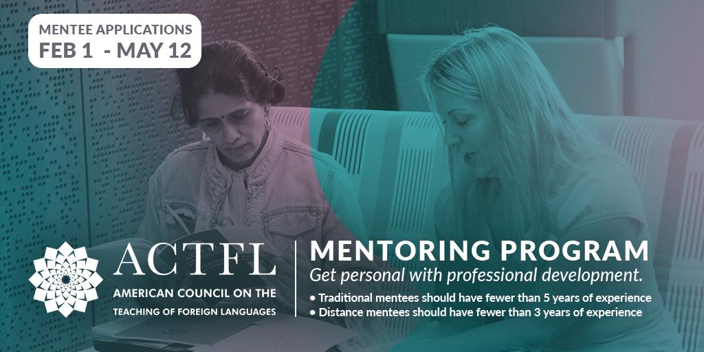 CALLING NEW LANGUAGE TEACHERS! The ACTFL mentoring program offers 2 tracks: one for traditional classroom educators, and one for online, distance learning. All ACTFL members are welcome to apply. Learn more bit.ly/2TjIqYh #langchat #newteachers #languageteachers