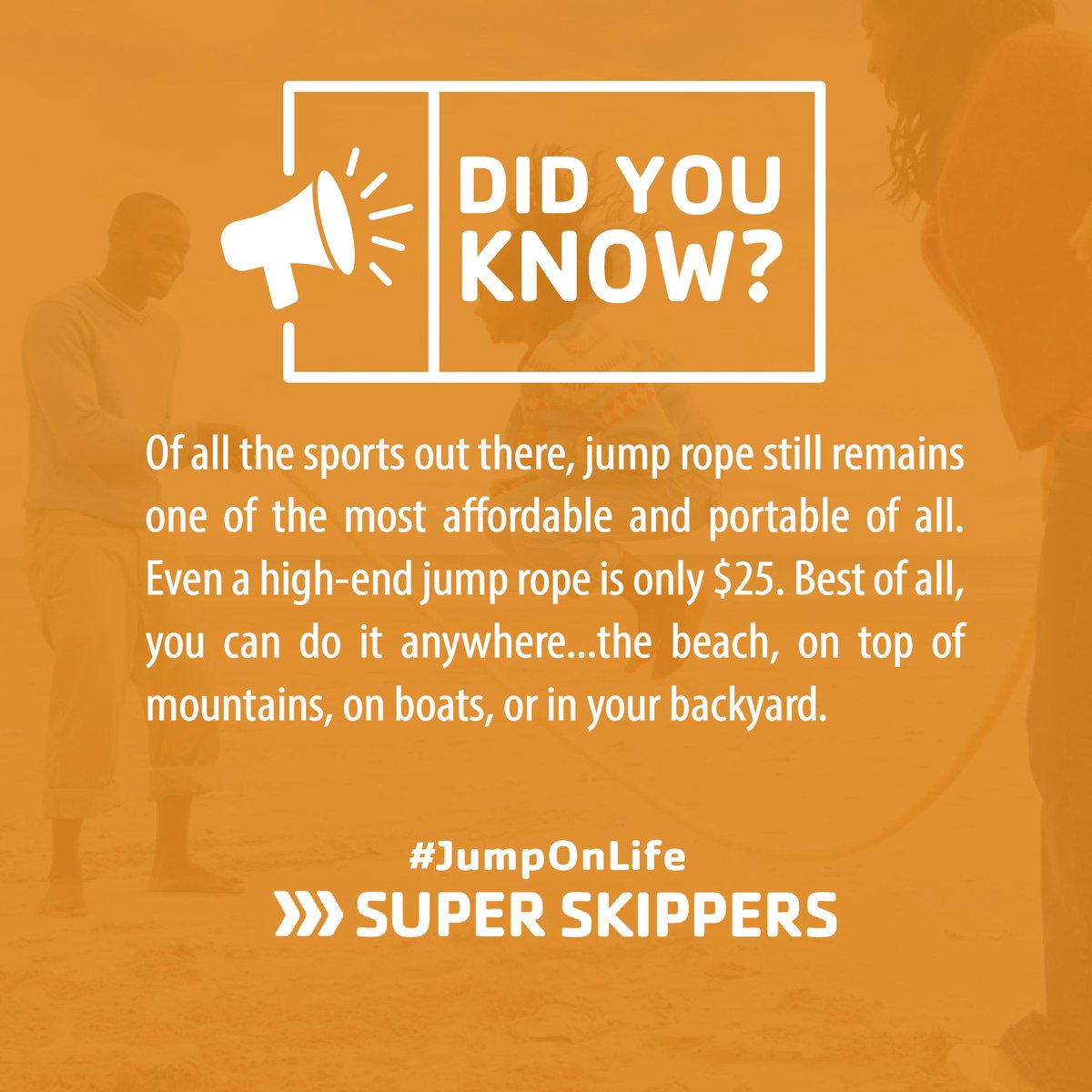 Affordable. Portable. Did we also mention fun?

#jumponlife #jumprope #healthy #cheap #hobby #sport #fitness #affordable #portable #noexcuses #trivia