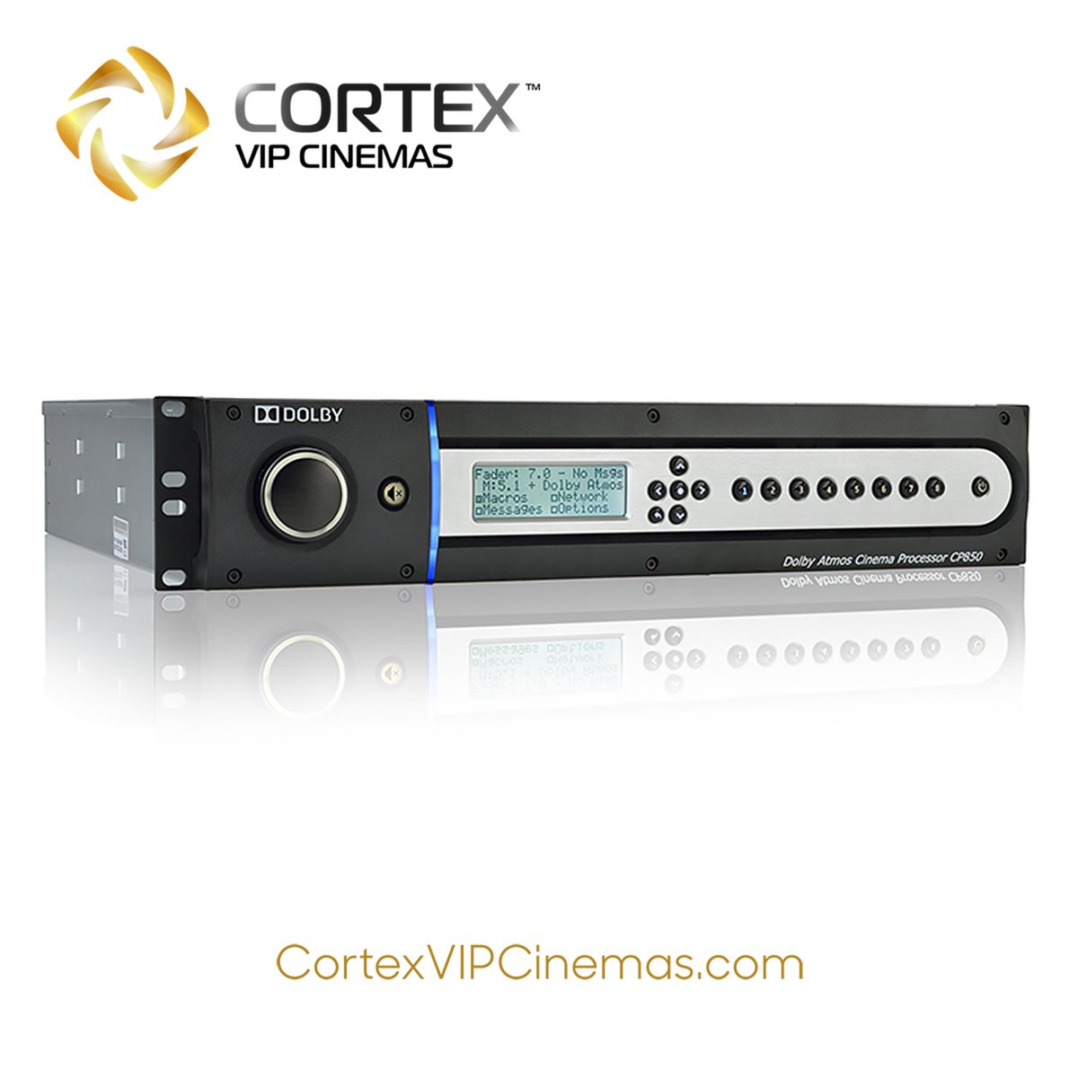 CortexVIP's tweet image. #Dolby’s CP850, the world’s most sophisticated audio processor, is at the heart of every Cortex VIP Cinema’s System. Supporting up to 128 lossless audio streams, it allows for up to 64 discrete speaker feeds, that can be deployed across a wide array of home cinema/media rooms