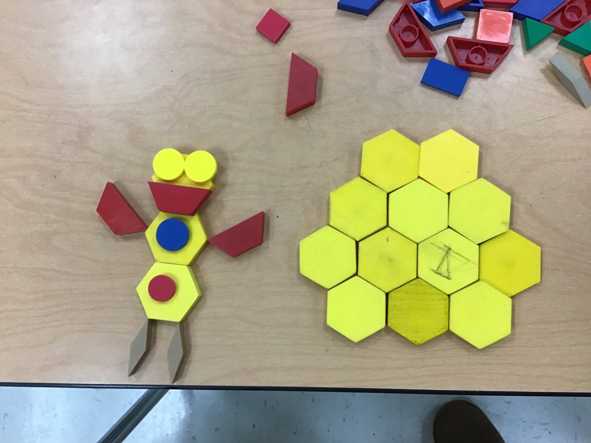 JamieJpenick's tweet photo. Bee and beehives with shapes in first grade! https://t.co/a9LX6rzjFe