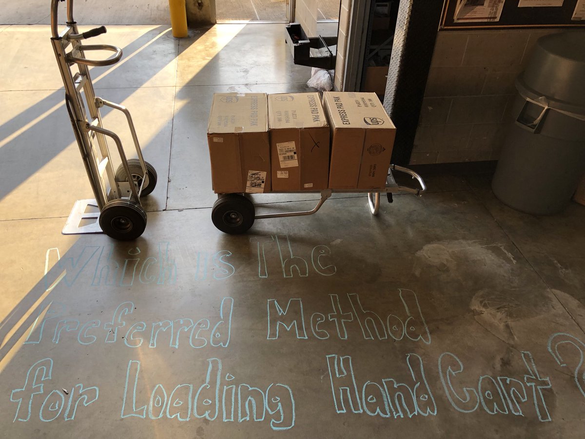 jupitersafety's tweet image. We have two types of drivers, those that load a hand cart laying down, and those that might get hurt. Work smart, use you legs to lift the hand cart, not your back. #safetyfirst #pushdontpull #jupitersafety