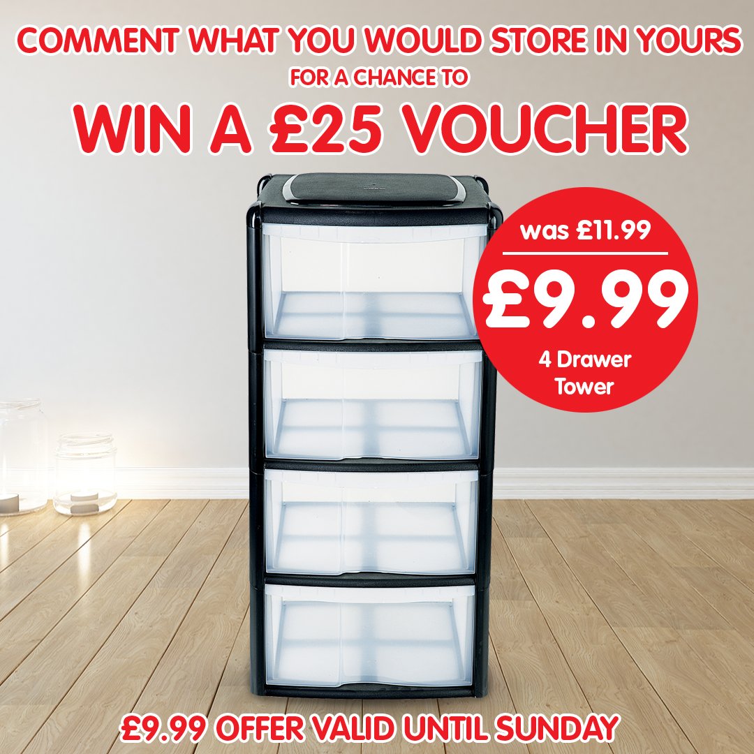 Schijnen Nevelig schedel Poundstretcher on Twitter: "✨#COMPETITION TIME!✨ For a chance to #WIN £25  in vouchers to spend in store, simply reply what you would keep in one of  our four drawer towers! 🙌 ⬇️ *£