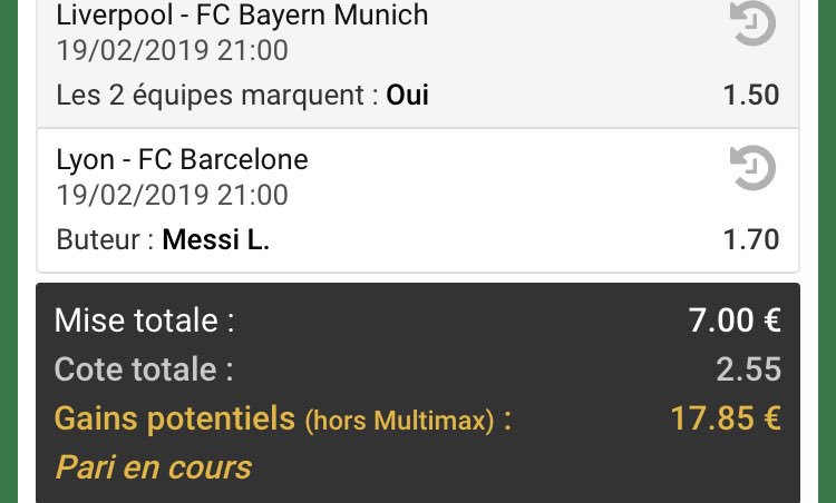 MarcelPronos's tweet image. ❖ Ligue des Champions ❖

🇦🇷 ❖ Messi buteur ⇢ 1,70
🏴󠁧󠁢󠁥󠁮󠁧󠁿 ❖ Liv - Bayern BTTS ⇢ 1,50

⇢ 2,55

#TeamParieur