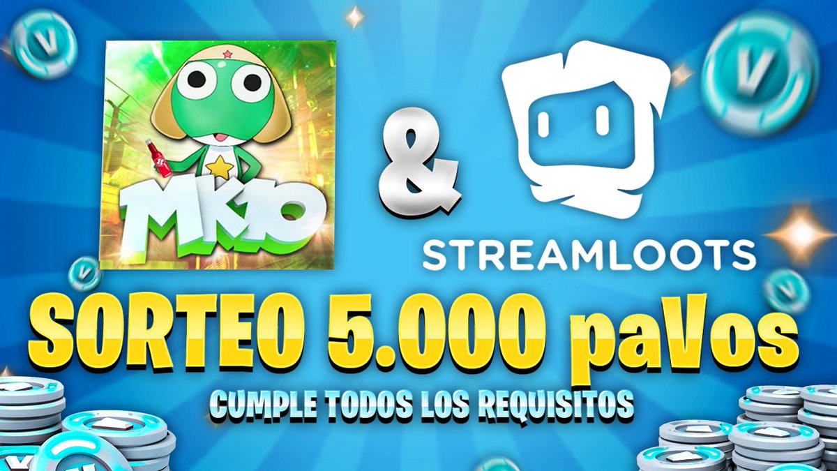 MrKeroro10's tweet photo. Sorteazo junto a @streamlootsES!! 😍

Consigue 5.000 pavos para empezar la nueva temporada de Fortnite por todo lo alto!

Requisitos para participar:

- Seguir a @MrKeroro10 &amp; @streamlootsES 
- RT a este twit
- Estar suscrito a mi canal: https://t.co/EelyOkRAgf

Finaliza el 27/02 https://t.co/Lkj2fuhTxc