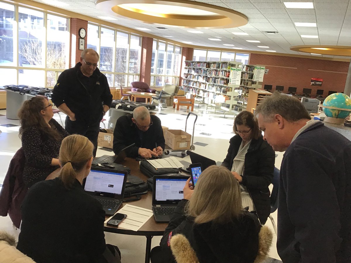 techitan's tweet image. First day of new teacher device rollout happening at SGD. Many thanks to our IT team for all the preparation that went into making this happen today. #UCDSB @UC_ITS