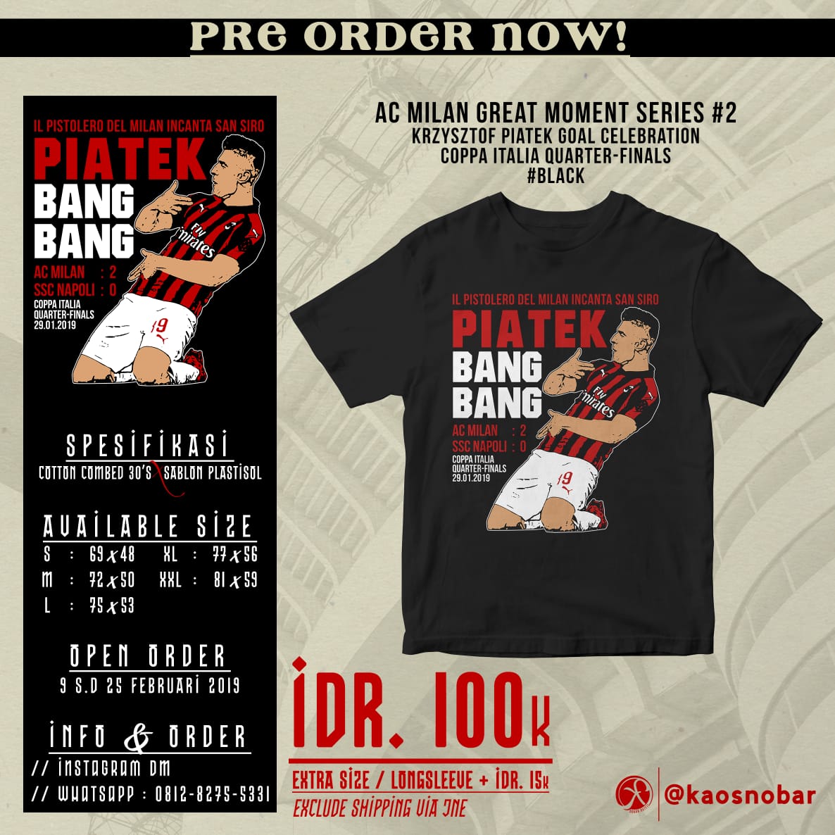 PRE ORDER BULAN INI EDISI PIATEK 🔥🔥🔫🔫🔫| PEMESANAN : Whatsapp 081282755331 #KaosNobar #KaosDistro  #Piatek #Rossoneri #Milanisti #ForzaMilan