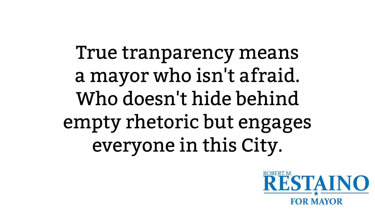 Restaino4Mayor's tweet photo. The citizens of #NiagaraFalls have had enough “spin” from this administration. 
It’s time for candor, clarity, openness, honesty and accountability from City government. 🙌 #restaino4mayor https://t.co/2JAO4xHPgv